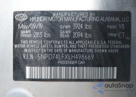 2020 Hyundai Elantra Se from USA, damaged, VIN 5NPD74LFXLH498669